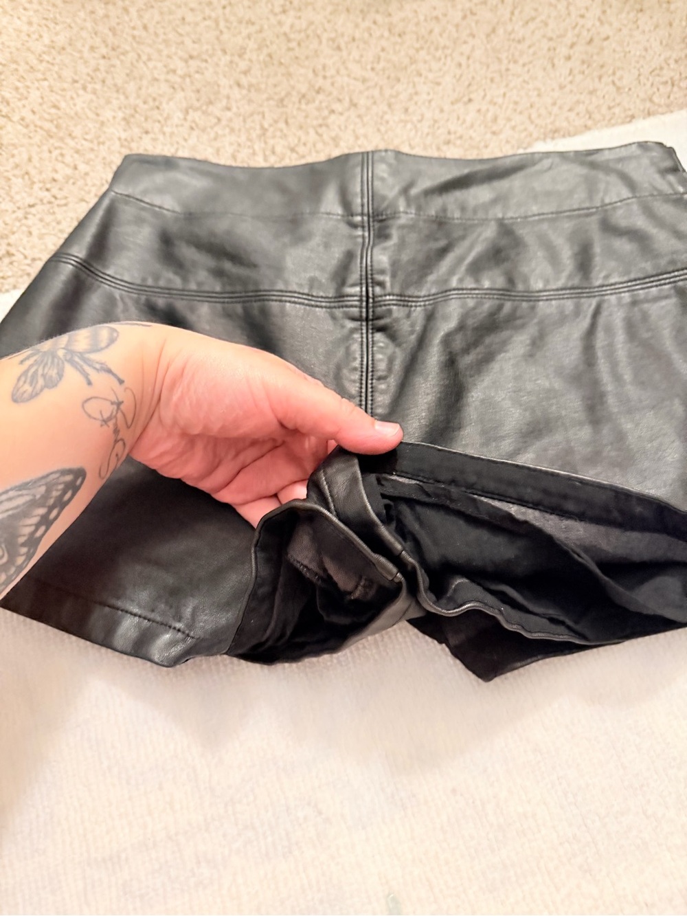 Free People Black Faux Leather Wrap Skort Shorts - Picture 4 of 4